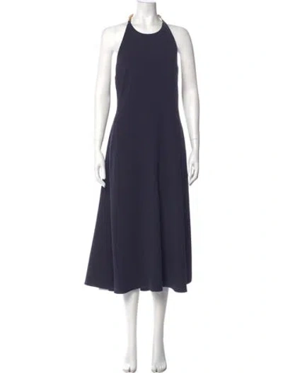 Pre-owned Staud Halterneck Long Dress In Blue