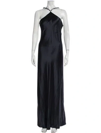 Pre-owned Staud Halterneck Long Dress In Blue