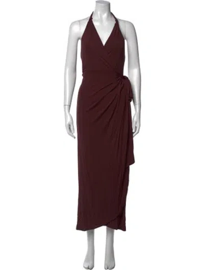 Pre-owned Staud Halterneck Long Dress In Brown