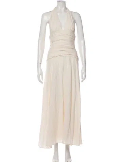 Pre-owned Staud Halterneck Long Dress In Neutral