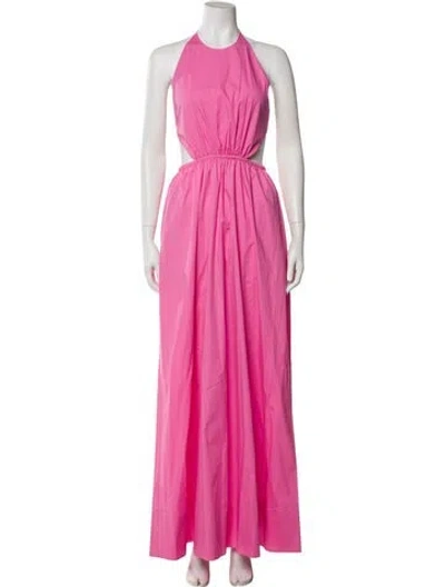 Pre-owned Staud Halterneck Long Dress In Pink