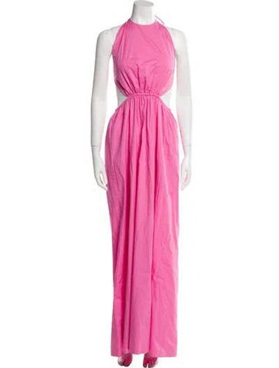 Pre-owned Staud Halterneck Long Dress In Pink