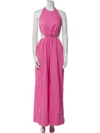 Pre-owned Staud Halterneck Long Dress In Pink