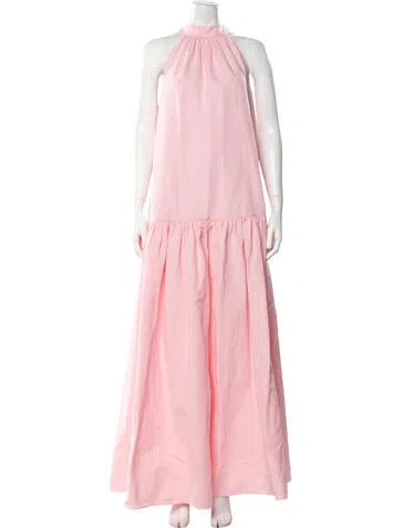 Pre-owned Staud Halterneck Long Dress In Pink