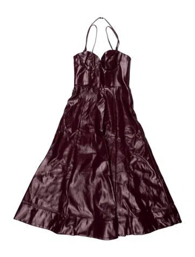 Pre-owned Staud Halterneck Long Dress In Purple