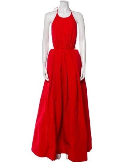 Pre-owned Staud Halterneck Long Dress In Red