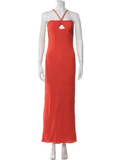 Pre-owned Staud Halterneck Long Dress In Red