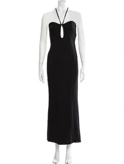 Pre-owned Staud Halterneck Long Dress W/ Tags In Black
