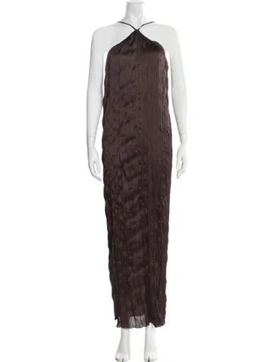 Pre-owned Staud Halterneck Long Dress W/ Tags In Brown