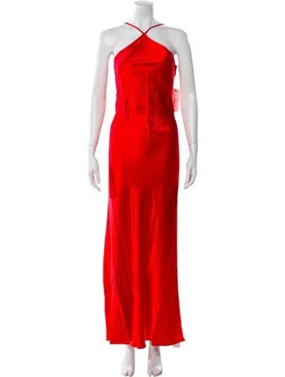 Pre-owned Staud Halterneck Long Dress W/ Tags In Red