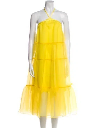 Pre-owned Staud Halterneck Long Dress W/ Tags In Yellow