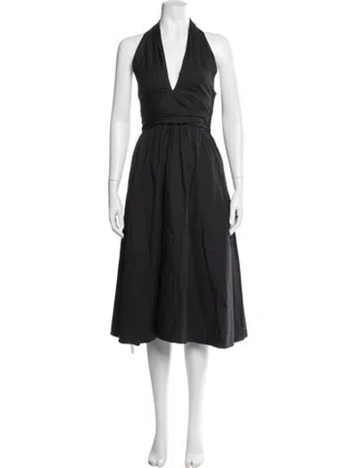 Pre-owned Staud Halterneck Midi Length Dress In Black