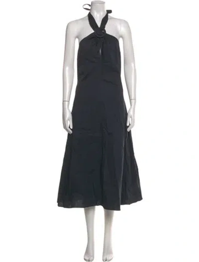 Pre-owned Staud Halterneck Midi Length Dress In Blue