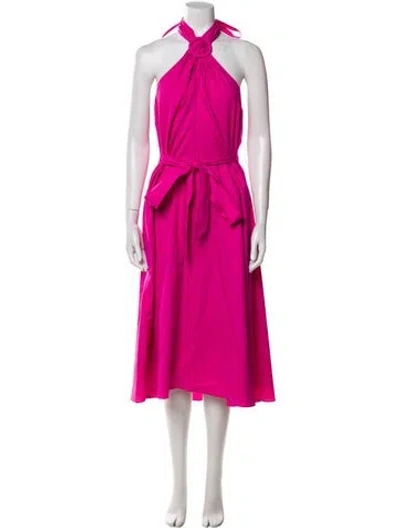 Pre-owned Staud Halterneck Midi Length Dress In Pink