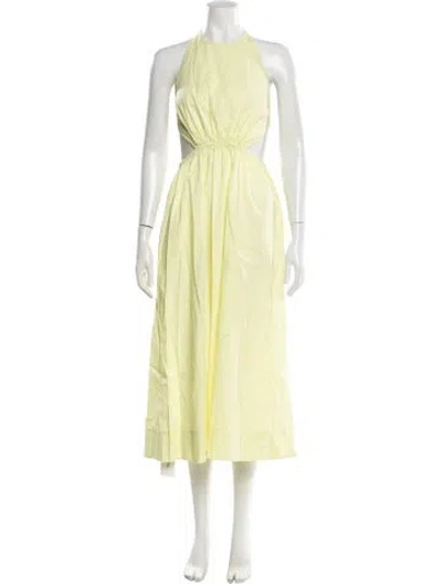 Pre-owned Staud Halterneck Midi Length Dress In Yellow