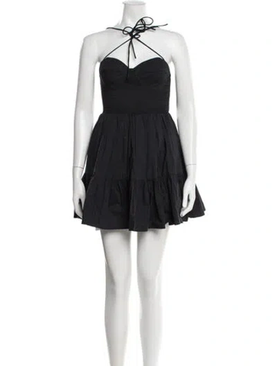 Pre-owned Staud Halterneck Mini Dress In Black