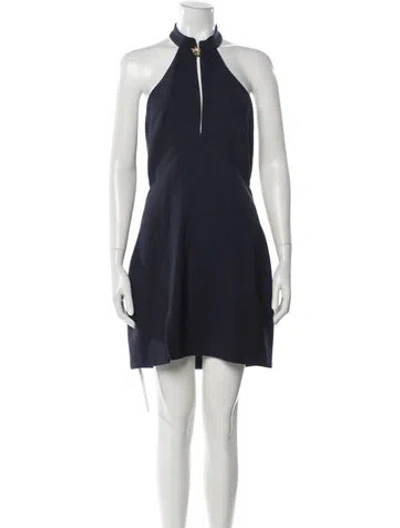 Pre-owned Staud Halterneck Mini Dress In Blue