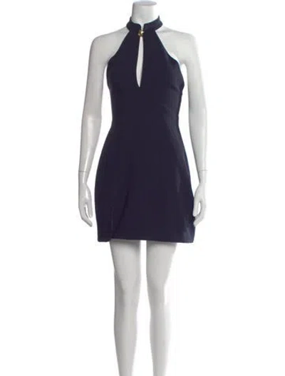 Pre-owned Staud Halterneck Mini Dress In Blue