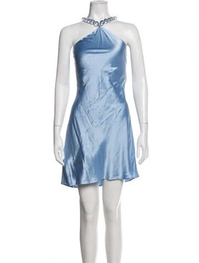 Pre-owned Staud Halterneck Mini Dress In Blue