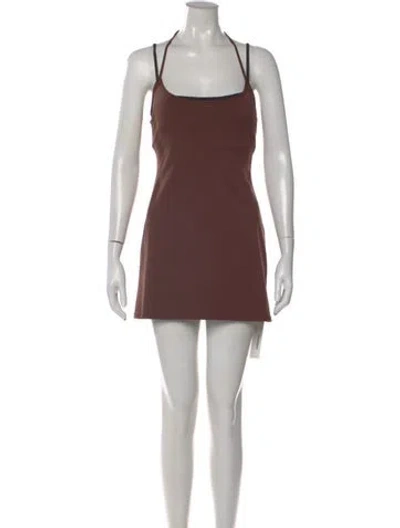 Pre-owned Staud Halterneck Mini Dress In Brown