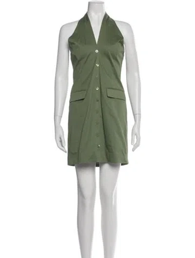 Pre-owned Staud Halterneck Mini Dress In Green