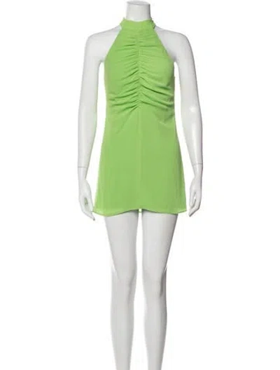 Pre-owned Staud Halterneck Mini Dress In Green