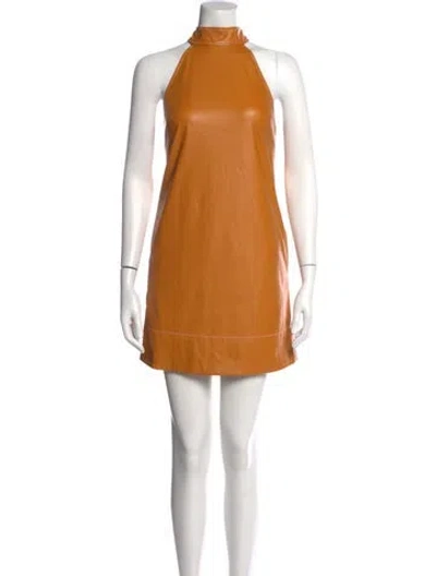 Pre-owned Staud Halterneck Mini Dress In Orange