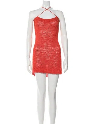 Pre-owned Staud Halterneck Mini Dress In Orange