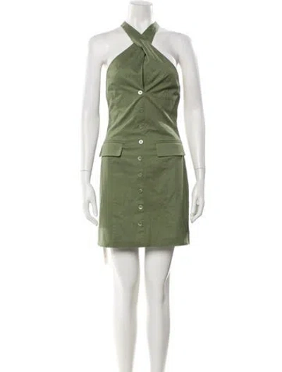 Pre-owned Staud Halterneck Mini Dress W/ Tags In Green