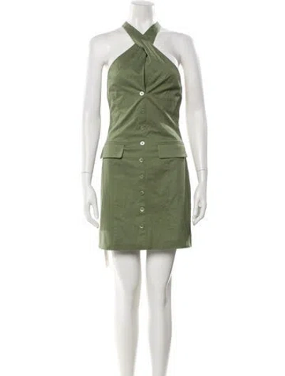 Pre-owned Staud Halterneck Mini Dress W/ Tags In Green