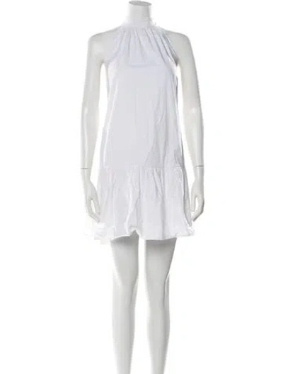 Pre-owned Staud Halterneck Mini Dress In White