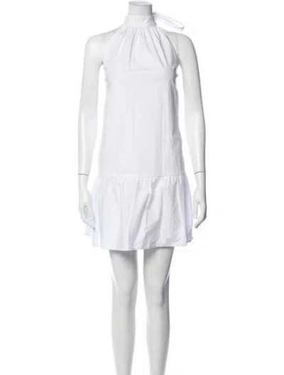 Pre-owned Staud Halterneck Mini Dress In White