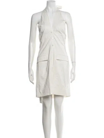 Pre-owned Staud Halterneck Mini Dress In White