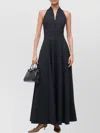 Staud Halterneck Open Back Floor-length Dress In Black