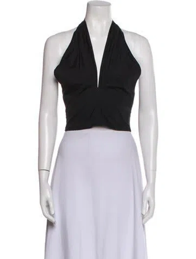 Pre-owned Staud Halterneck Sleeveless Crop Top In Black