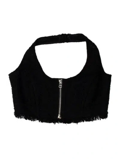 Pre-owned Staud Halterneck Sleeveless Crop Top In Black