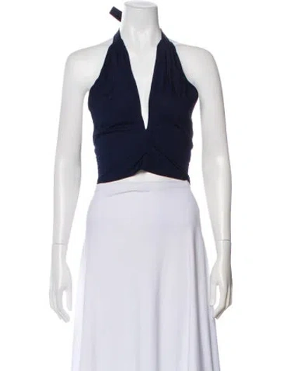 Pre-owned Staud Halterneck Sleeveless Crop Top In Black