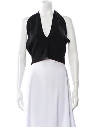 Pre-owned Staud Halterneck Sleeveless Crop Top In Black