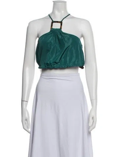 Pre-owned Staud Halterneck Sleeveless Crop Top In Black