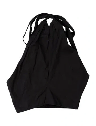 Pre-owned Staud Halterneck Sleeveless Crop Top In Black