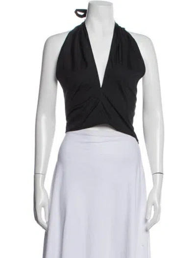 Pre-owned Staud Halterneck Sleeveless Crop Top In Black