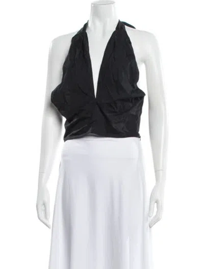 Pre-owned Staud Halterneck Sleeveless Crop Top In Gray
