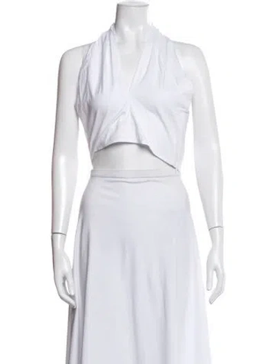 Pre-owned Staud Halterneck Sleeveless Crop Top W/ Tags In White