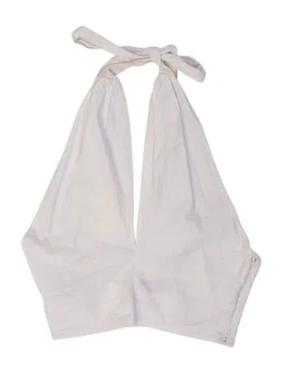 Pre-owned Staud Halterneck Sleeveless Crop Top In White