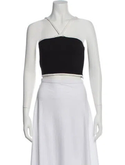 Pre-owned Staud Halterneck Sleeveless Crop Top In White