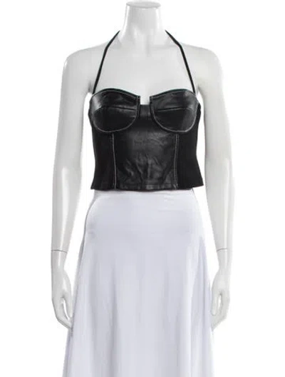 Pre-owned Staud Halterneck Sleeveless Crop Top In White