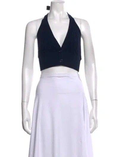 Pre-owned Staud Halterneck Sleeveless Crop Top In White