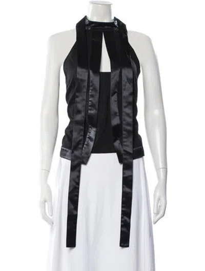 Pre-owned Staud Halterneck Sleeveless Top In Black