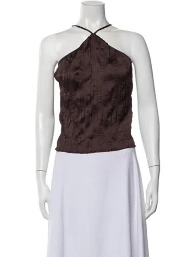 Pre-owned Staud Halterneck Sleeveless Top W/ Tags In Brown