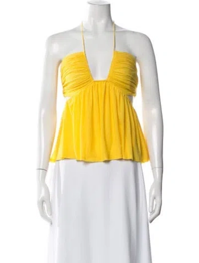 Pre-owned Staud Halterneck Sleeveless Top W/ Tags In Yellow